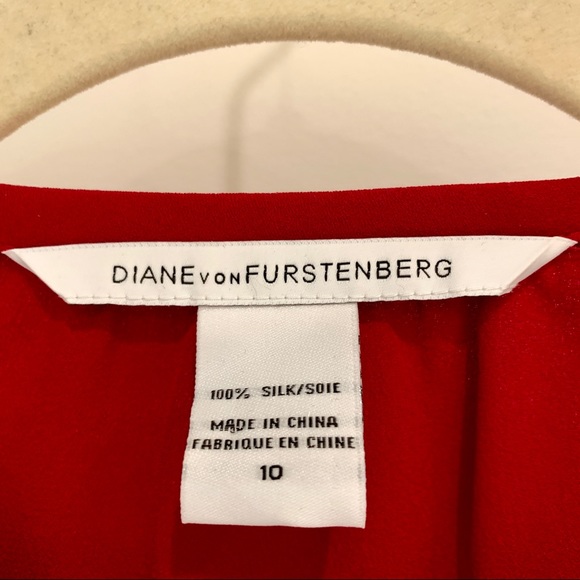 Diane Von Furstenburg Florina  red silk top - Picture 4 of 7